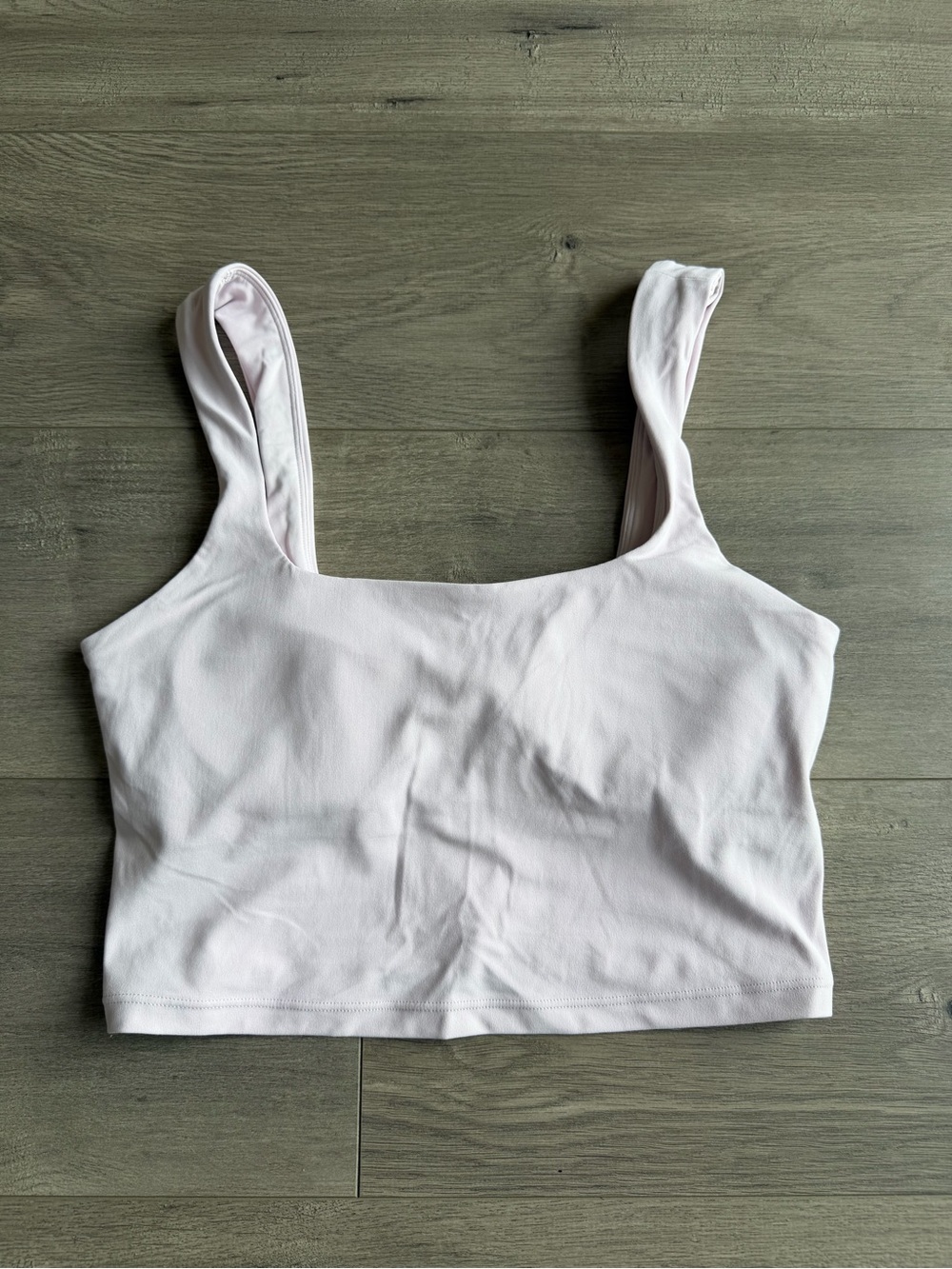 Athleta Transcend Square Neck Crop Sports Bra A-C - size medium - light pink